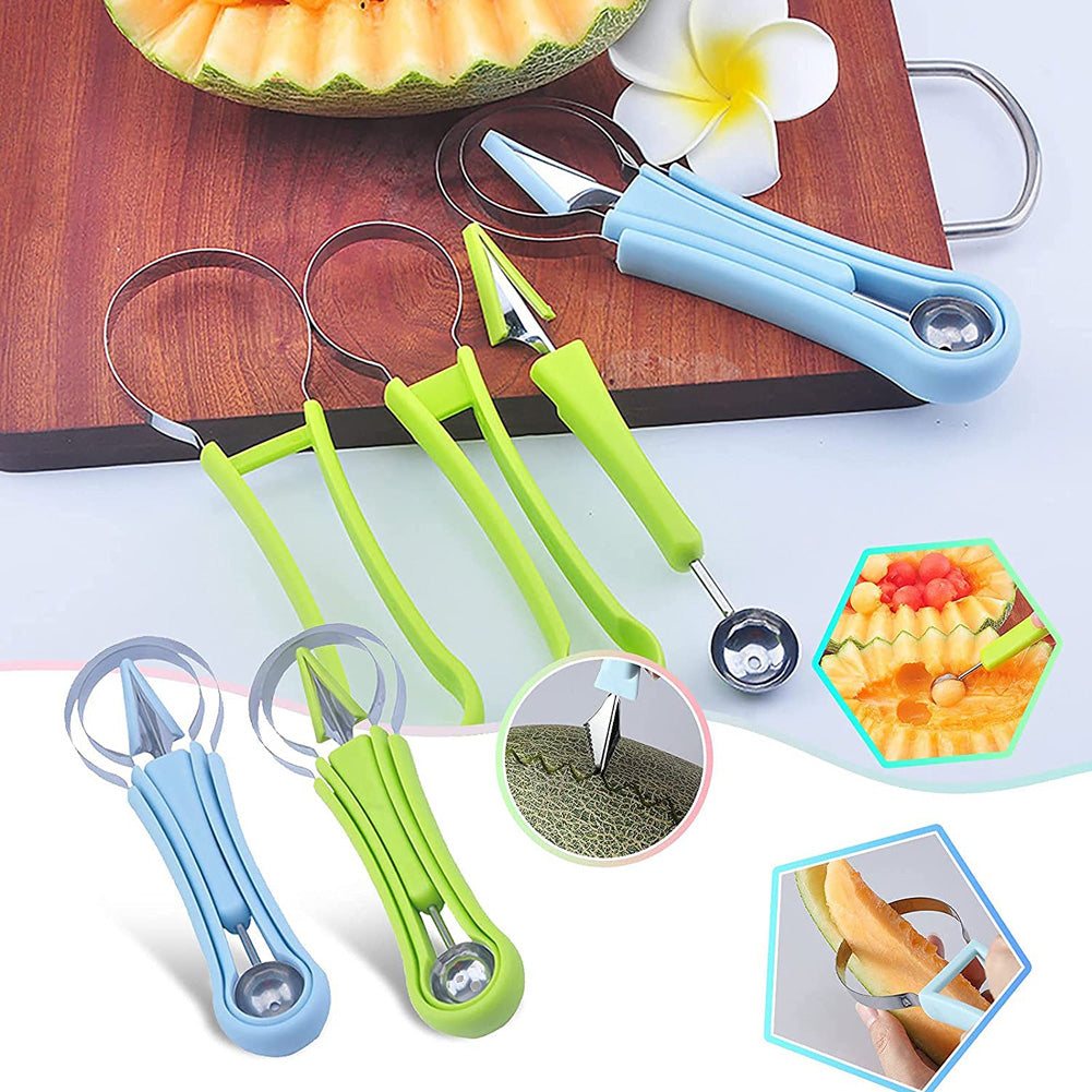 4 in 1 Melon Cutter Scoop Fruit Carving Knife Fruit Cutter Kitchen Gadgets