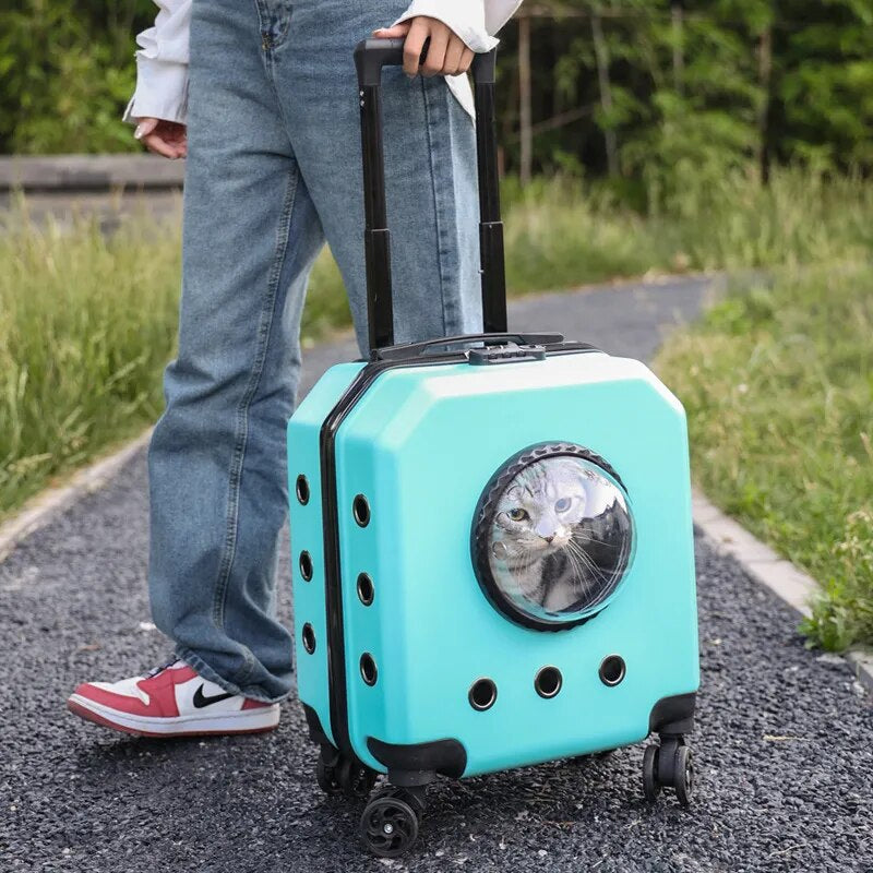 Air Box Case Carrier Transparent Capsule Pet Travel Trolley
