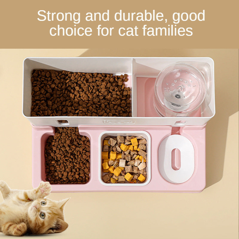 3-in-1 Dog Cat Feeding Food Bowl & Double Bowl Drinking Water
